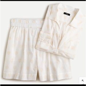 J Crew Cotton voile beach tunic sea shell pajama 2 Piece set top & bottom M